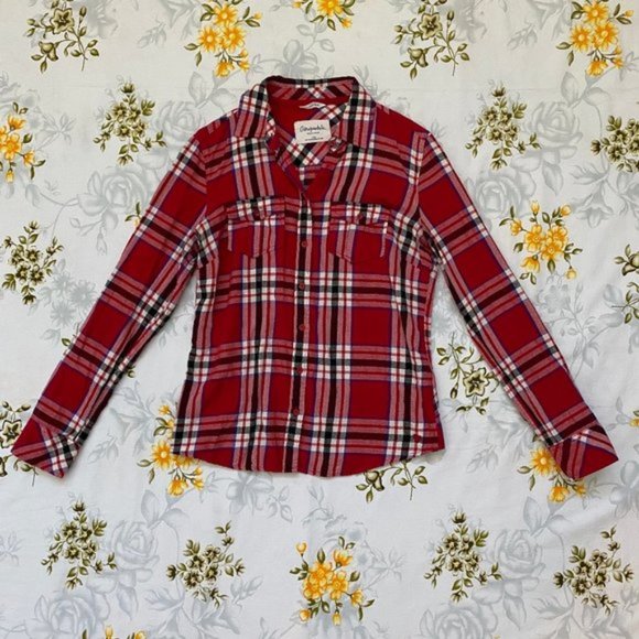 Aeropostale Size M Red Plaid Flannel - Picture 3 of 10